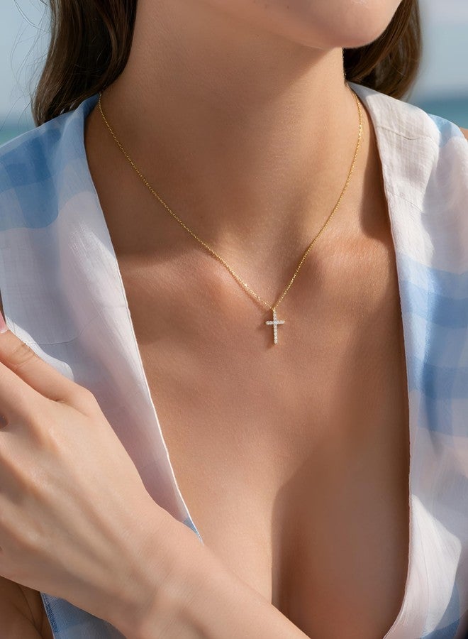 MIDDLUX Diamond Cross Necklace for Women, Dainty Gold Pendant Necklace, Religious Faith Gifts for Daughter Sister Girlfriends Wife - Image 3